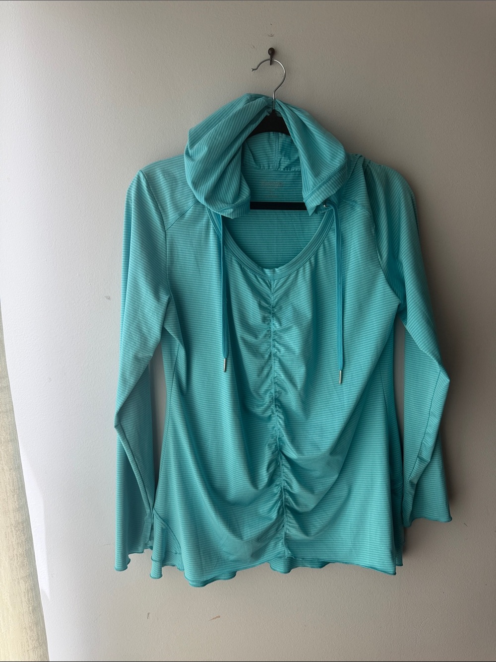 Calvin Klein Teal Striped Top athletic top w Hood Size XL - Picture 3 of 3